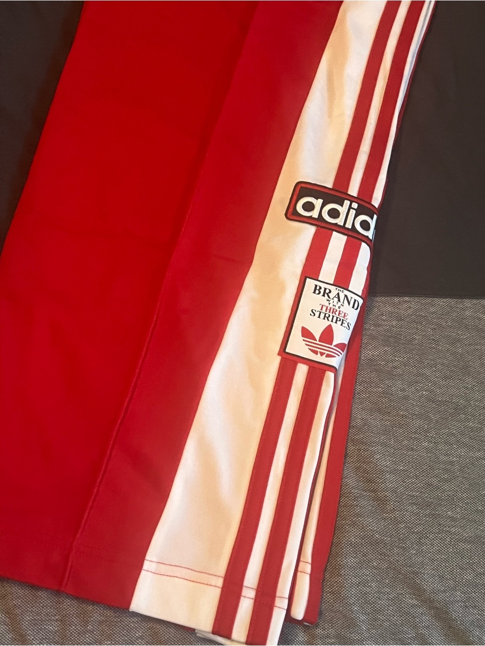 Adidas Women’s Red Track Pants with White Side Stripes